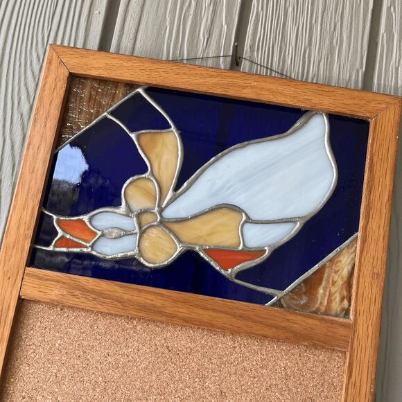 Vintage Stained Glass Goose Corkboard Wall Organizer Farmhouse Country Decor - Picture 5 of 10